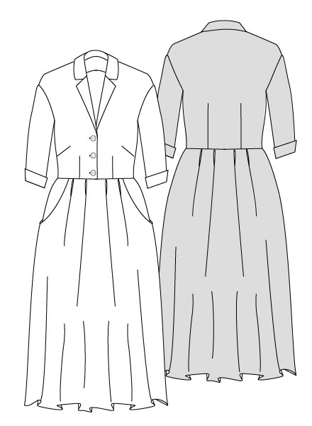 710 Shirtwaister Dress PDF sewing pattern technical drawing