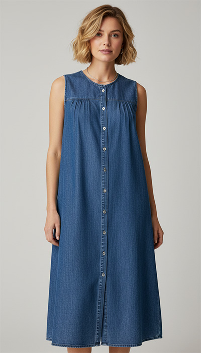 PDF sewing pattern 712 Everyday Shirtdress made up in denim