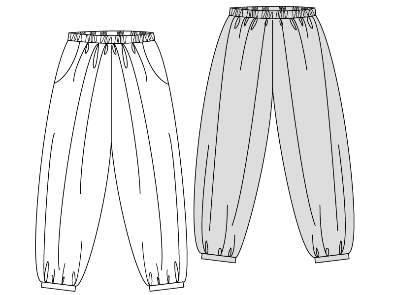 Harem Pants sewing pattern.  This is a drawing.  Buy or members download it.